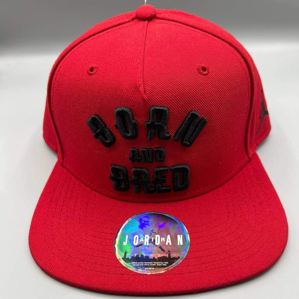 Air Jordan Hat Men Red Born and Bred Embroidered Jumpman Snap Back Cap‎